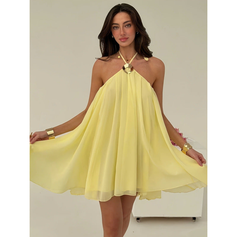 Mykonos Pleated Halter Mini Dress