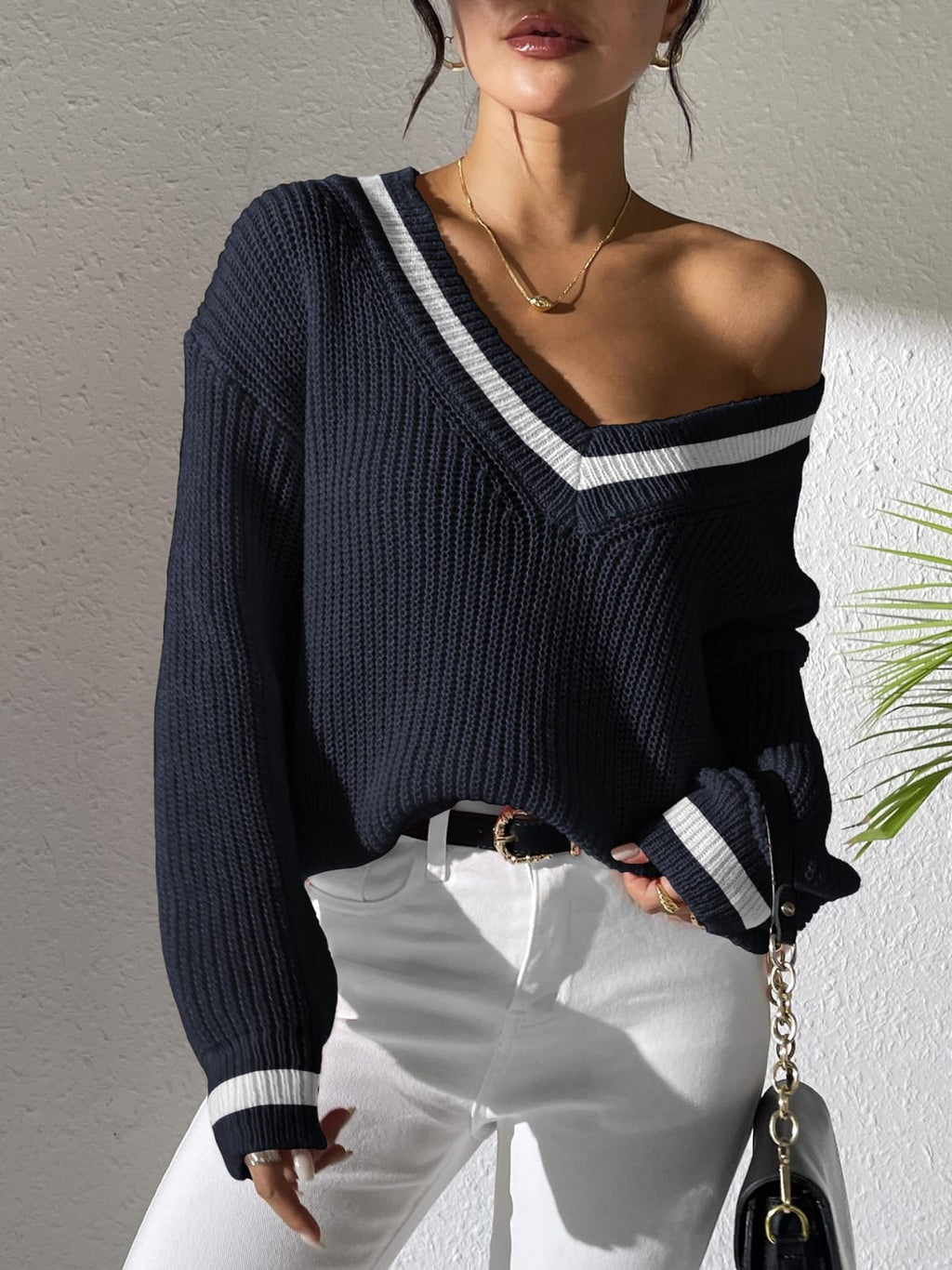 Arezzo Striped Trim Sweater