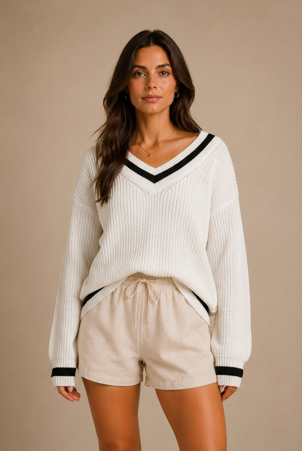 Arezzo Striped Trim Sweater