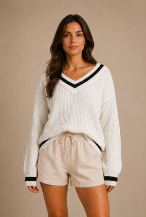 Arezzo Striped Trim Sweater
