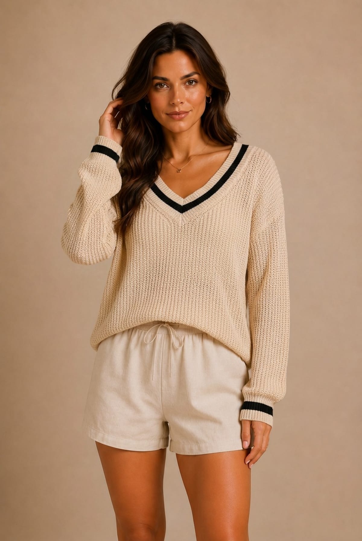 Arezzo Striped Trim Sweater
