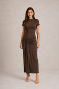 Gordes Draped Knot Front Maxi Dress