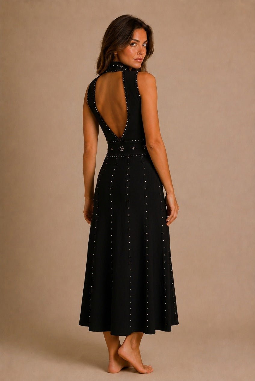 Siena Star Studded Mock Neck Midi Dress