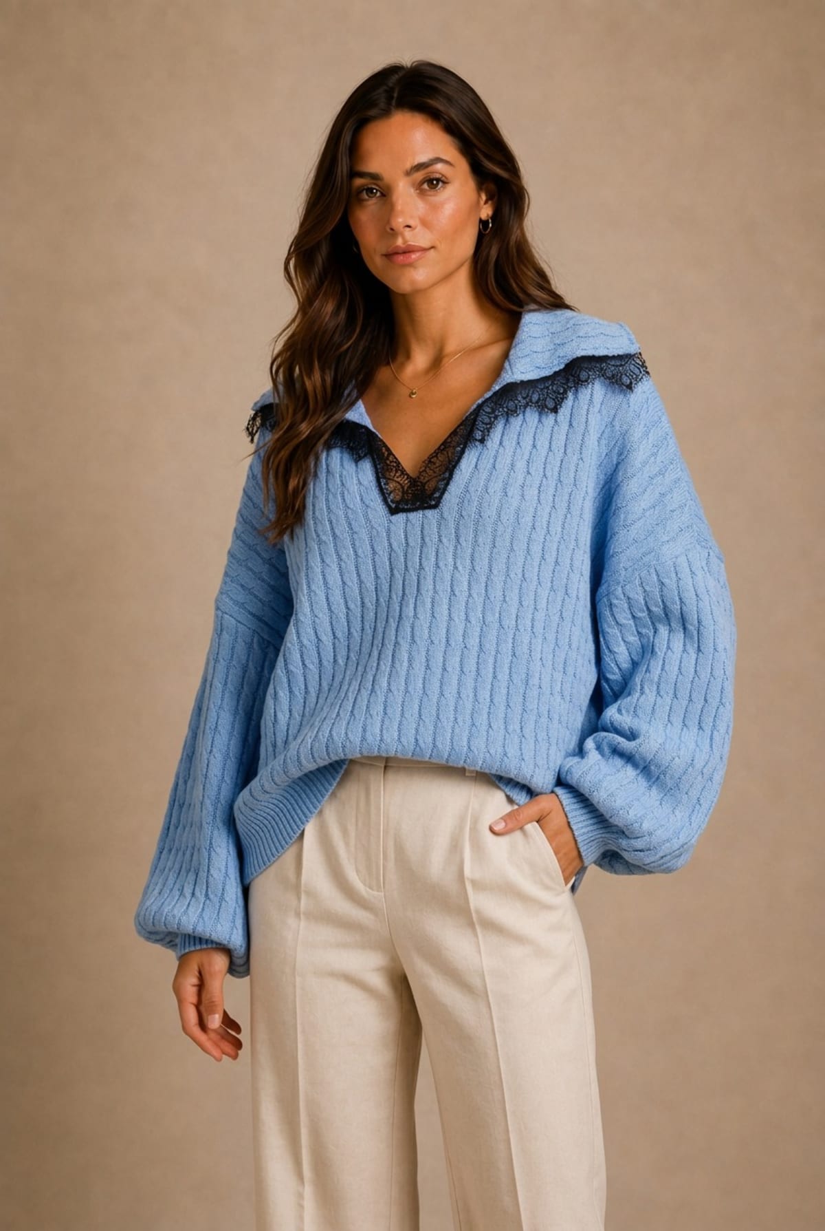 Chianti Lace-Trim Sweater