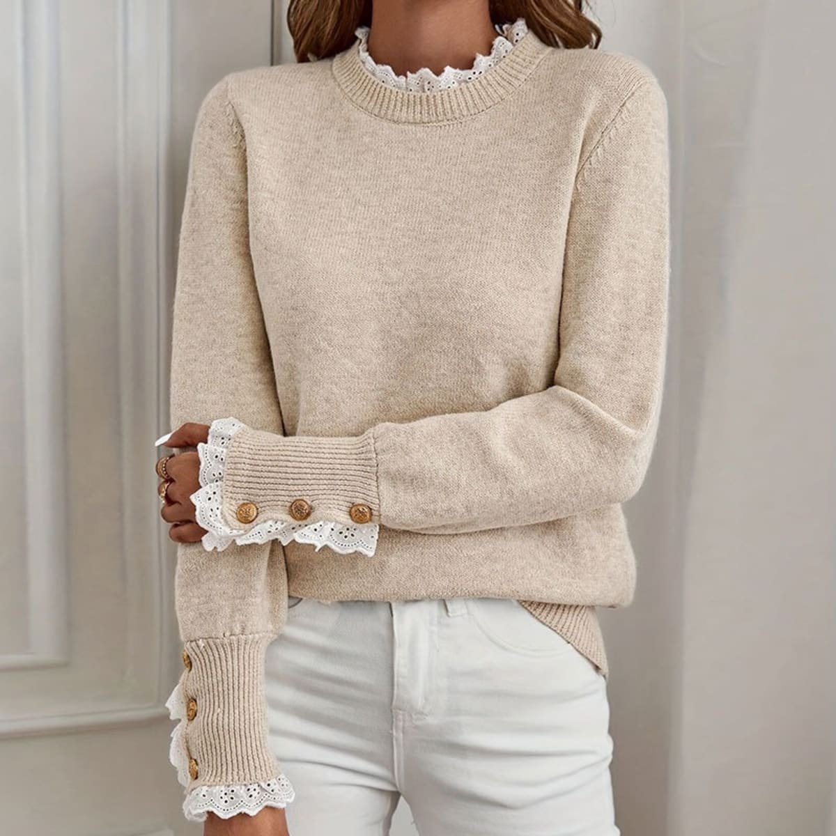 Annecy Lace Trim Sweater