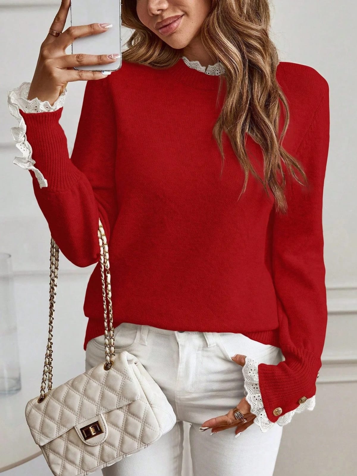 Annecy Lace Trim Sweater