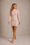 Beaune Pearl Mock Neck Mini Dress