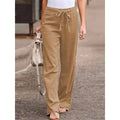 Women's wide-leg pants with drawstring waist, relaxed fit.