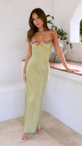 Women's embellished evening dress with embroidery and sleek fit
