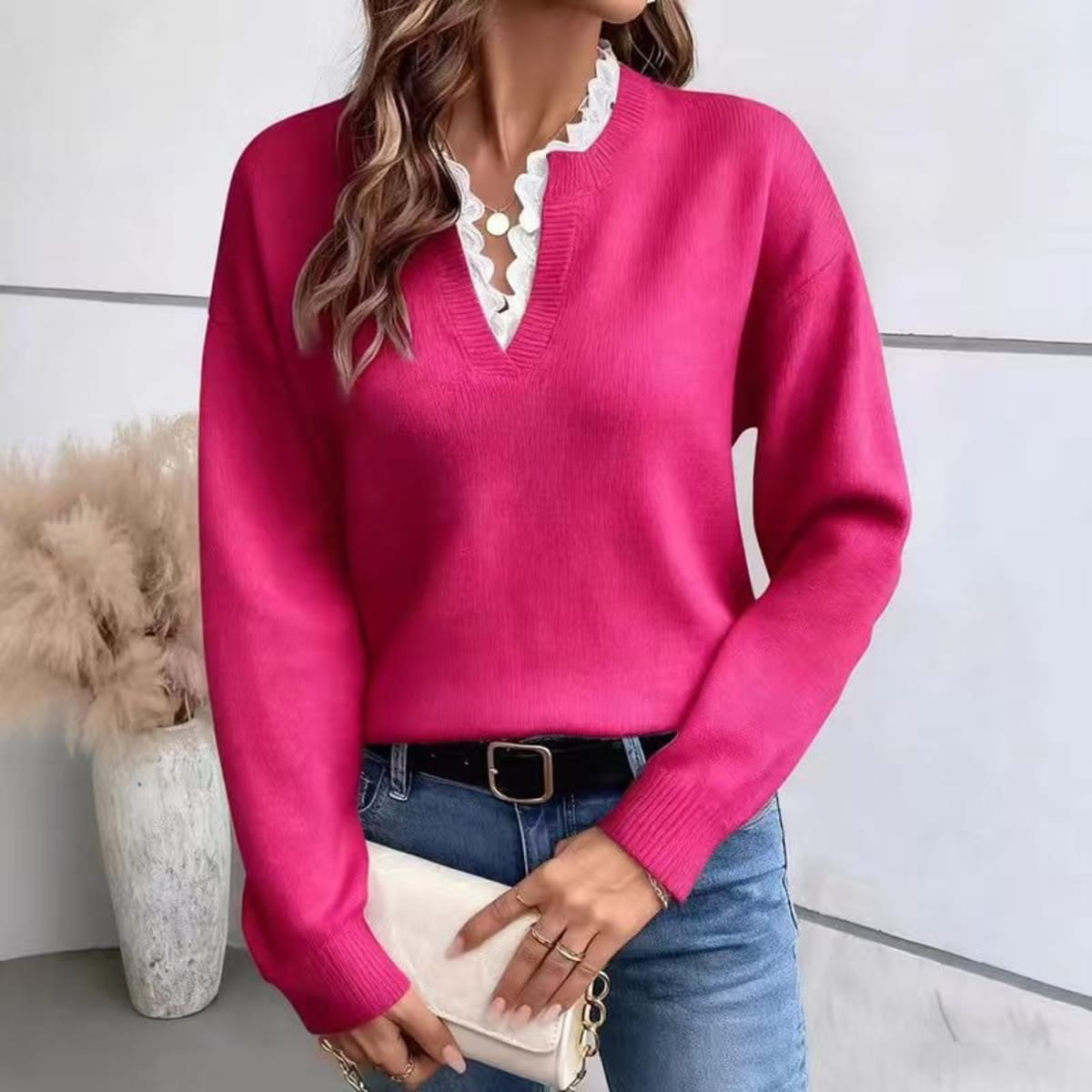 Barolo Lace Trim Sweater