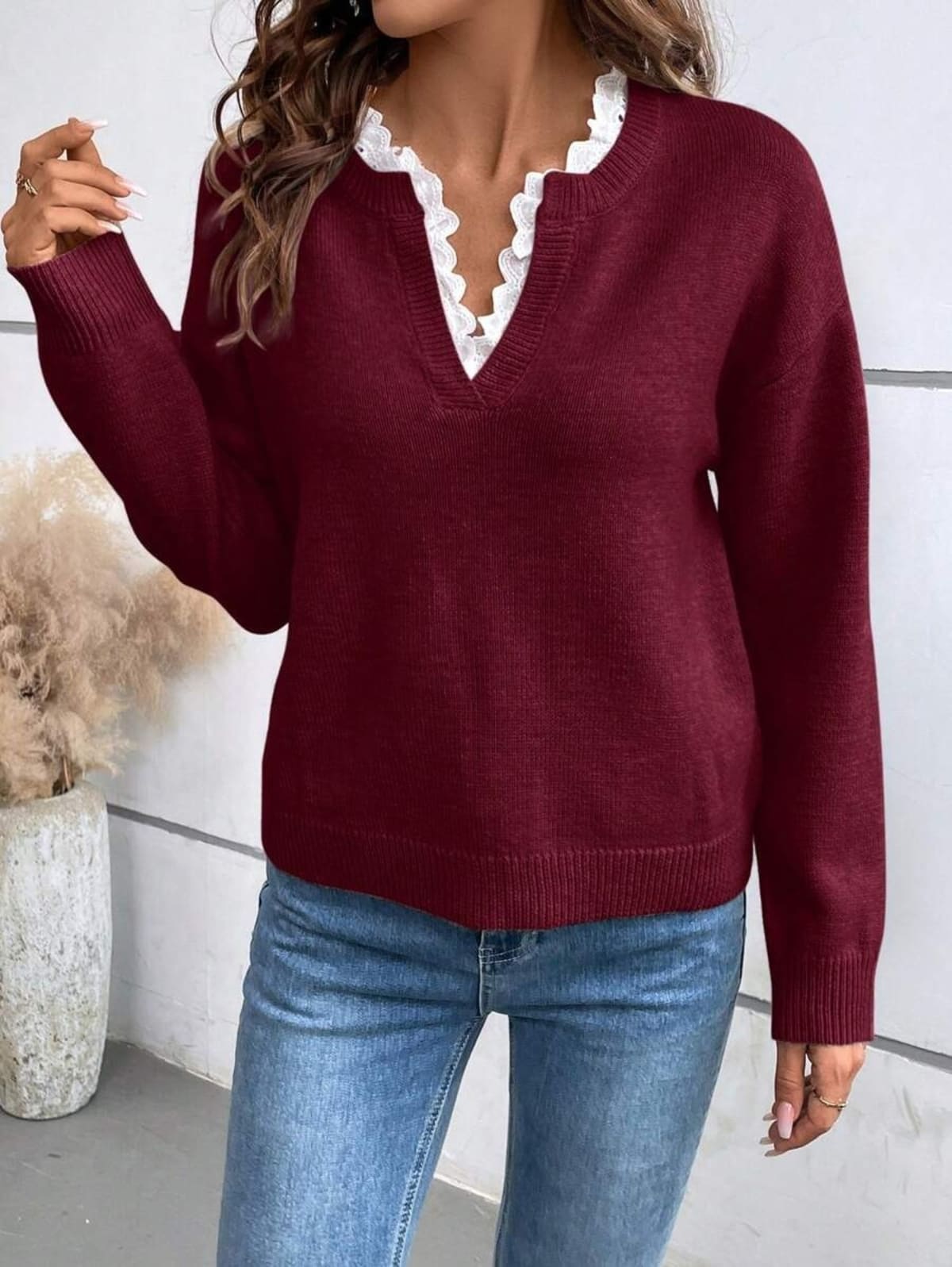 Barolo Lace Trim Sweater