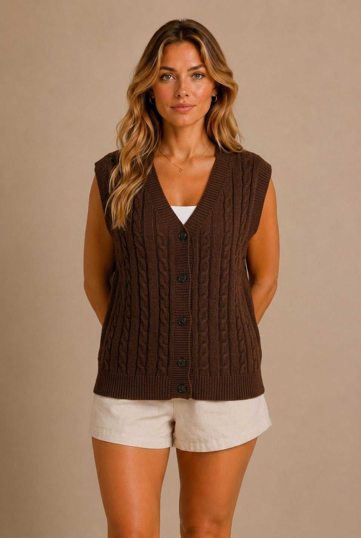 Todi Cable-Knit Sweater Vest