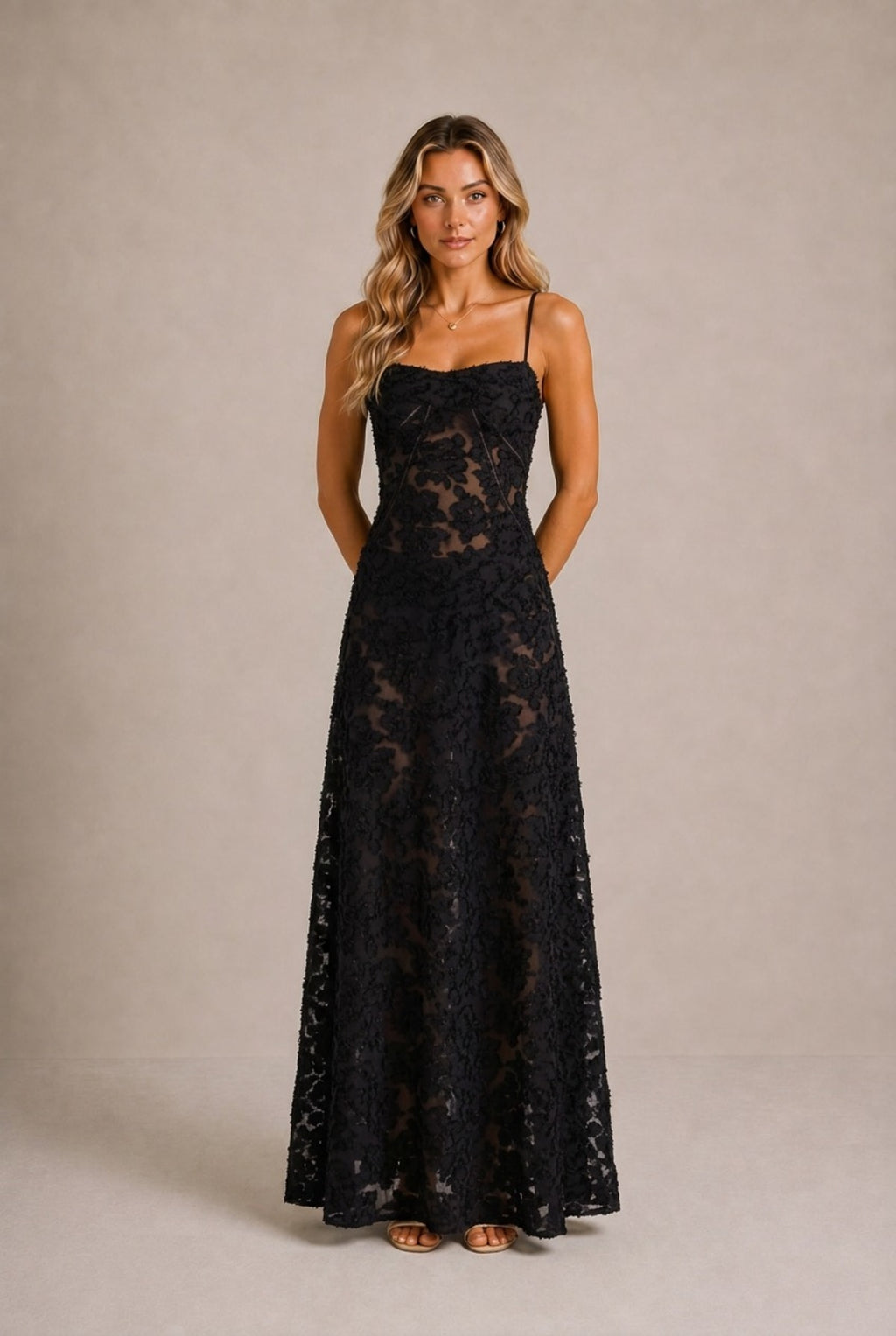 Beaune Floral Lace Maxi Dress