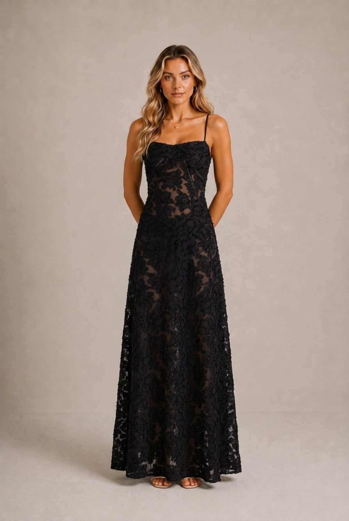 Beaune Floral Lace Maxi Dress