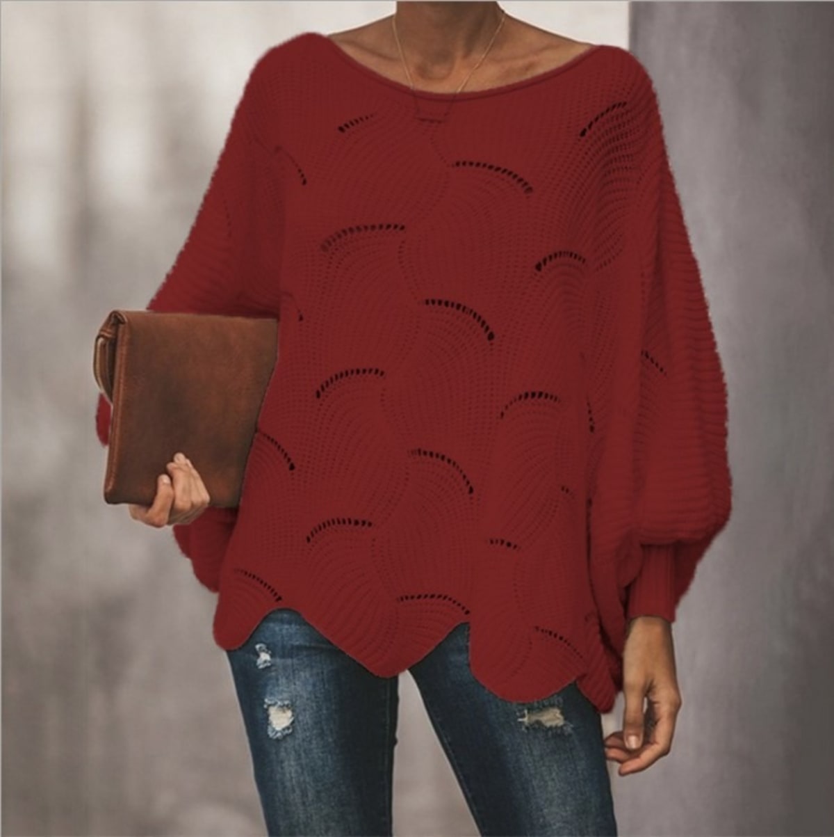 Gordes Openwork Scalloped Sweater