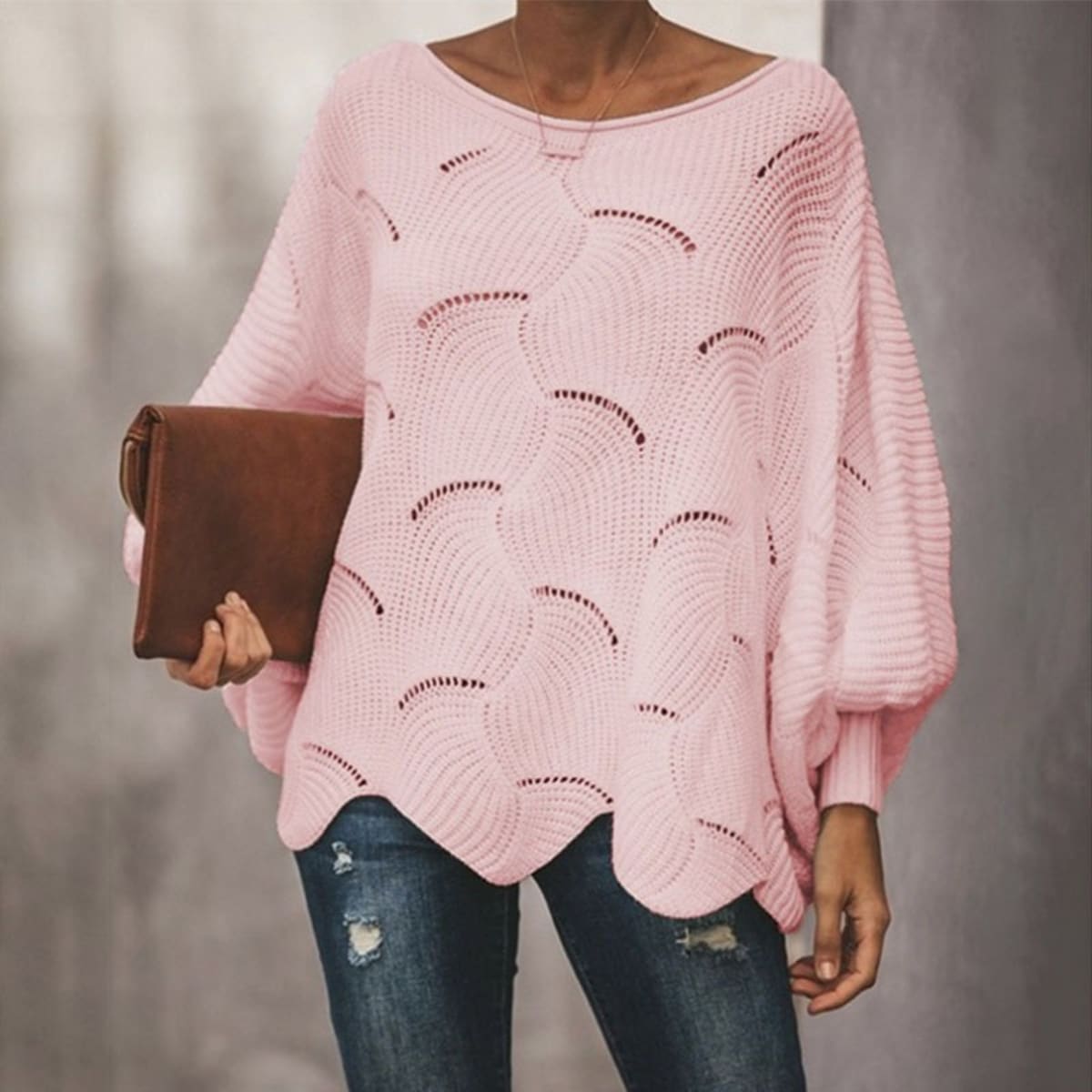 Gordes Openwork Scalloped Sweater