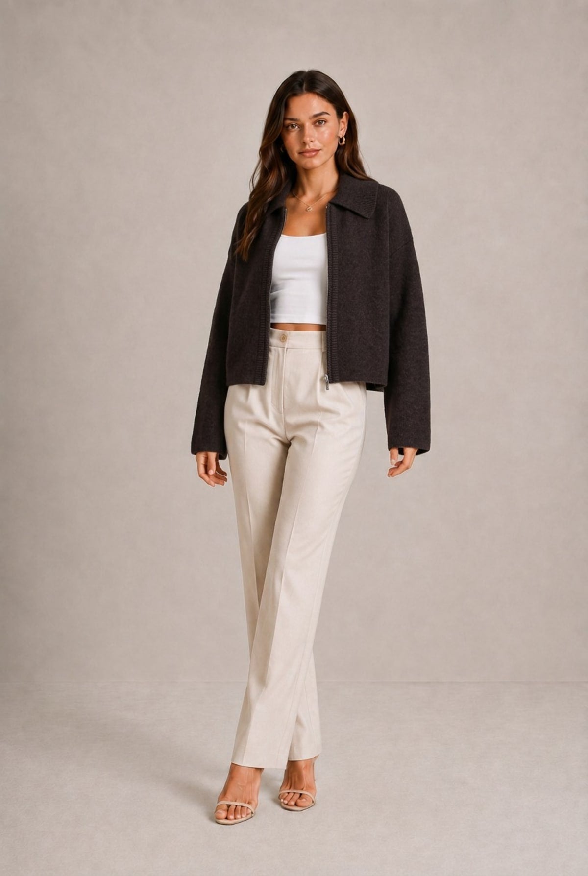 Chianti Collared Cropped Sweater