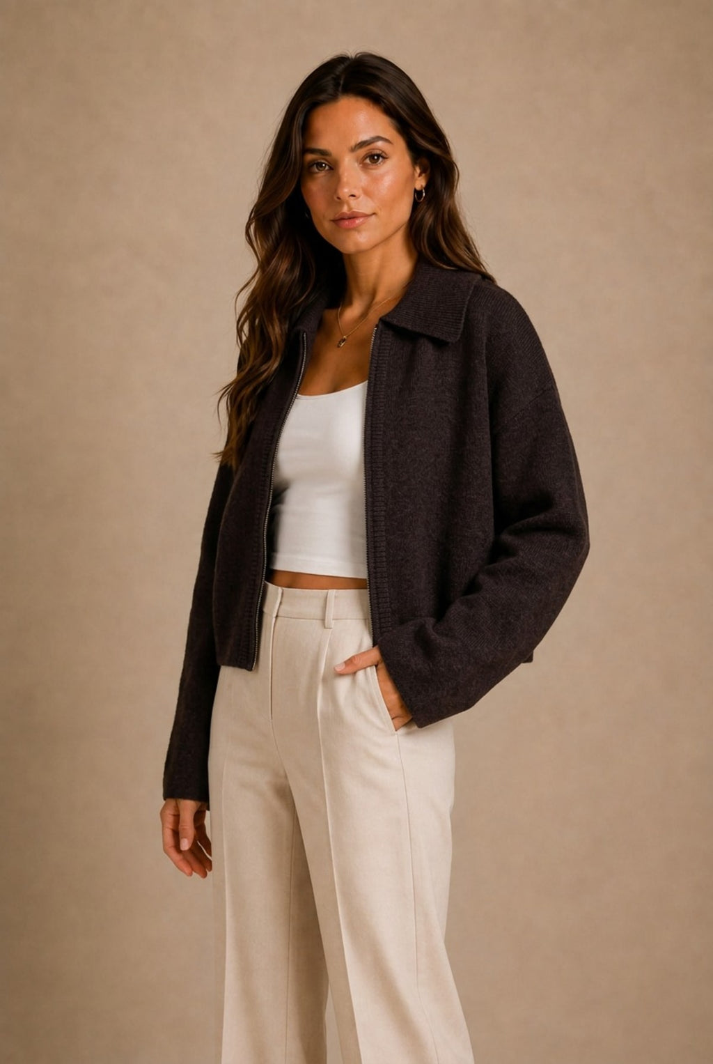 Chianti Collared Cropped Sweater