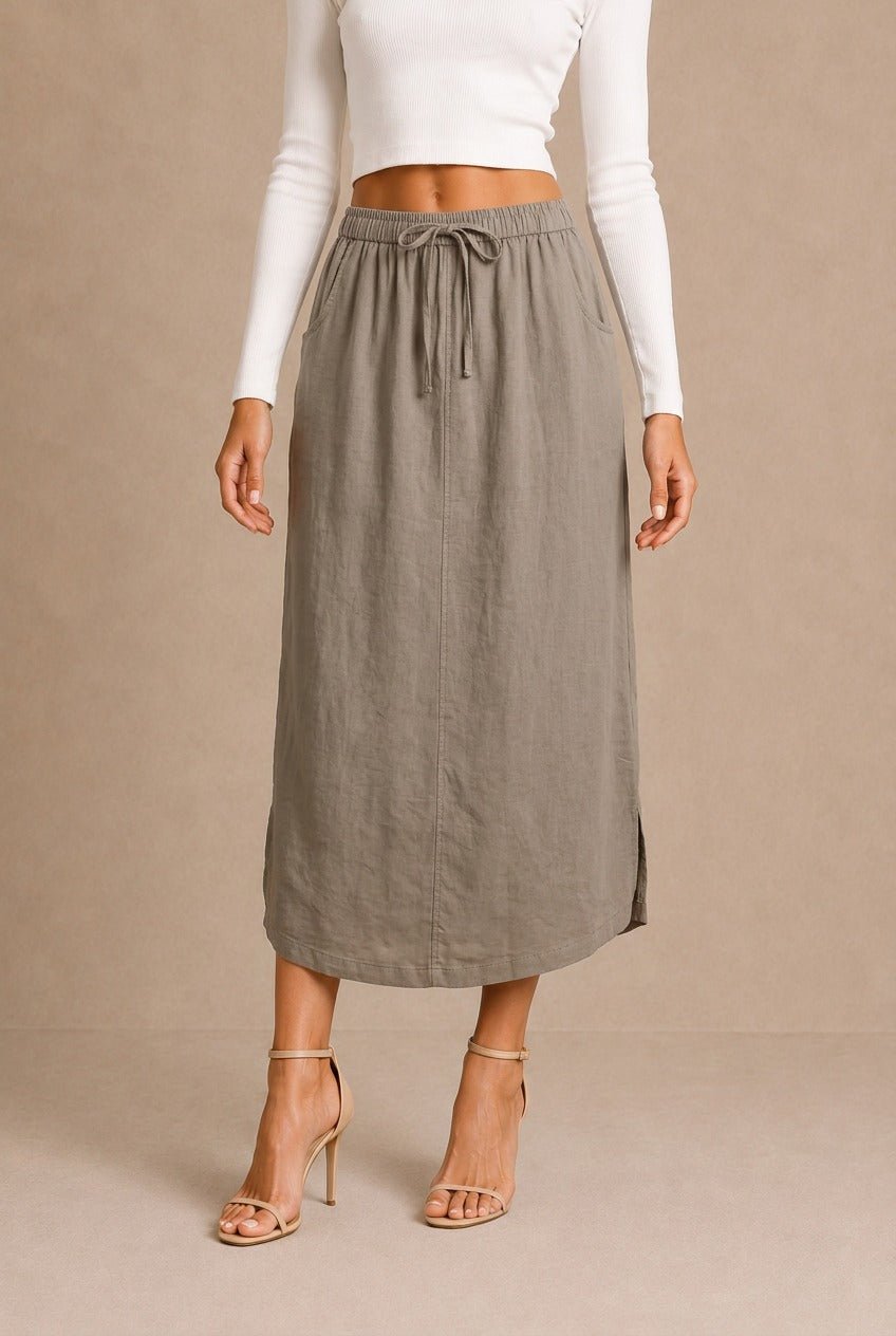 Barbaresco Drawstring A-Line Midi Skirt