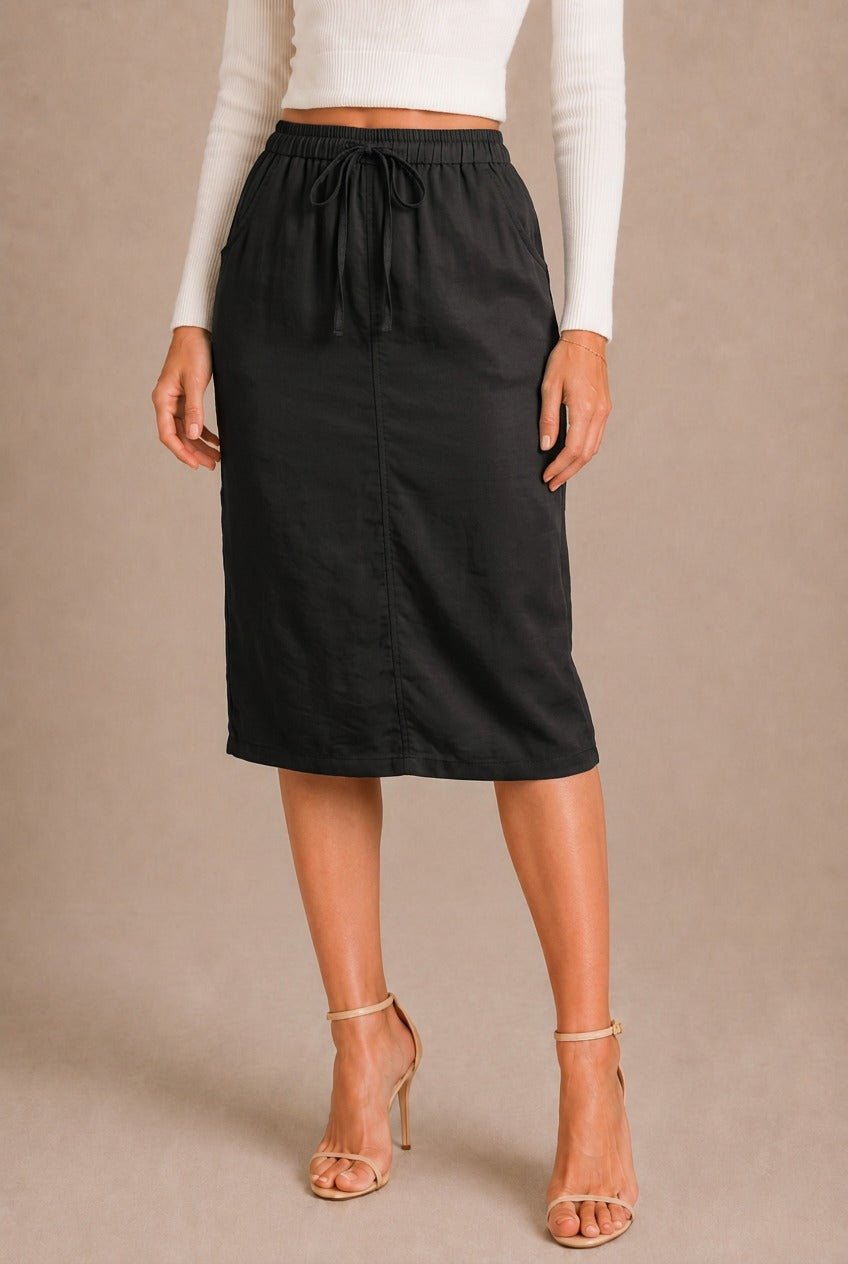 Barbaresco Drawstring A-Line Midi Skirt