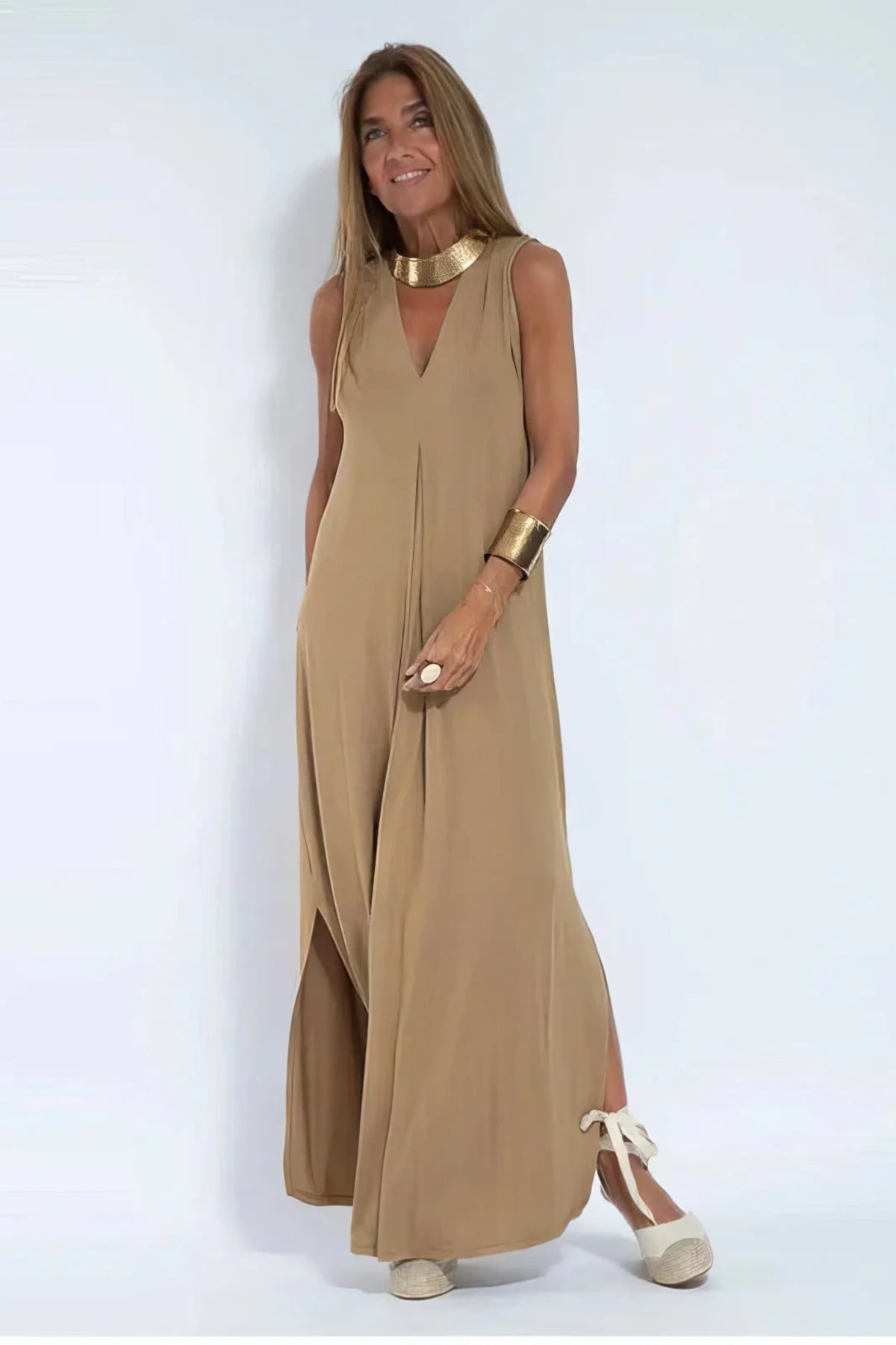 Long dress with matching cardigan, flowing cut, wrinkle-resistant.