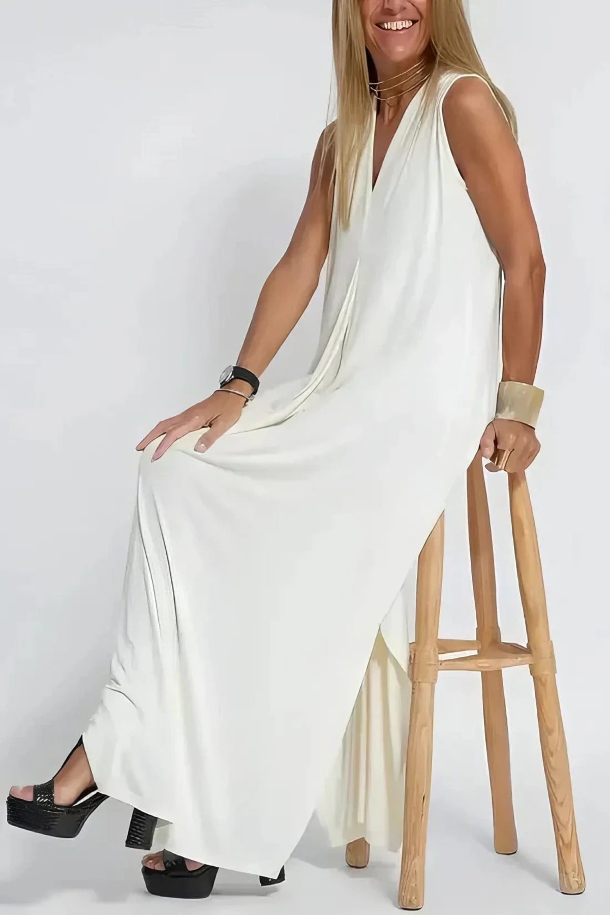 Long dress with matching cardigan, flowing cut, wrinkle-resistant.