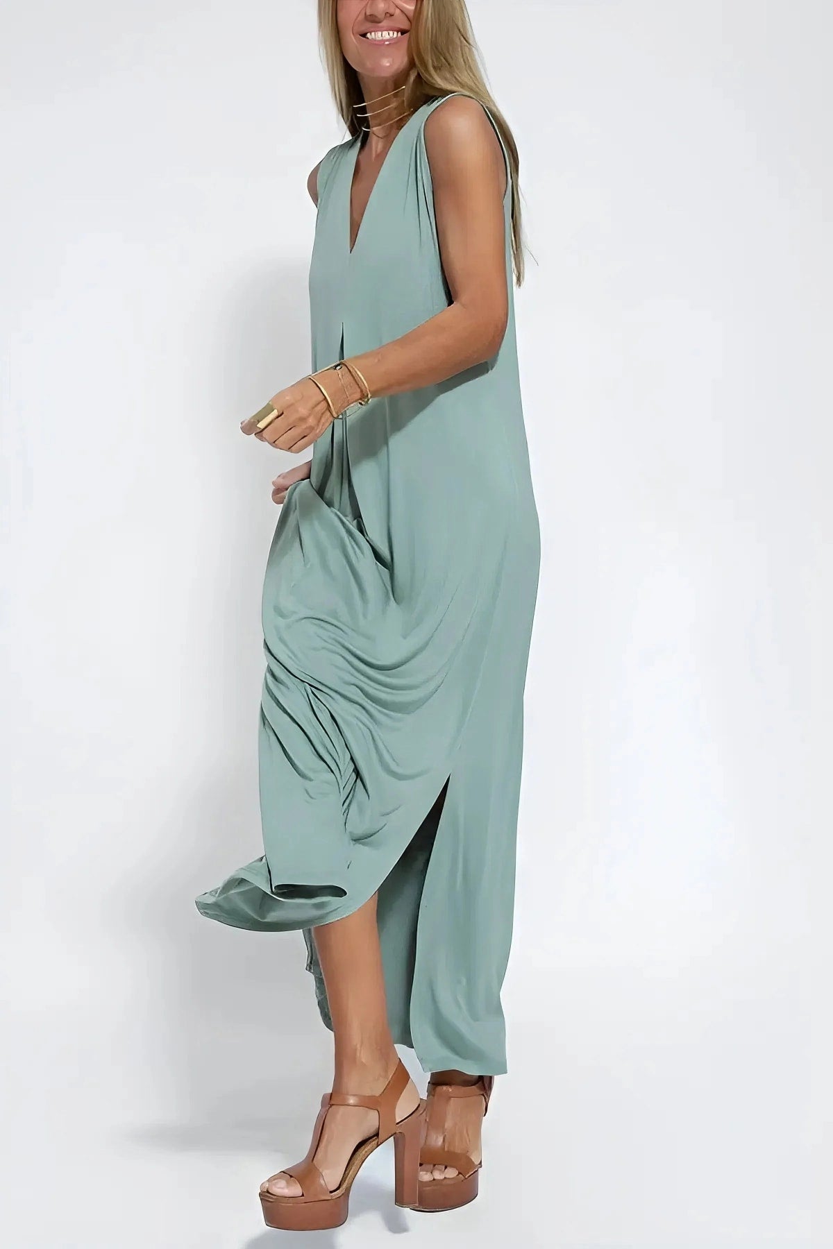 Long dress with matching cardigan, flowing cut, wrinkle-resistant.