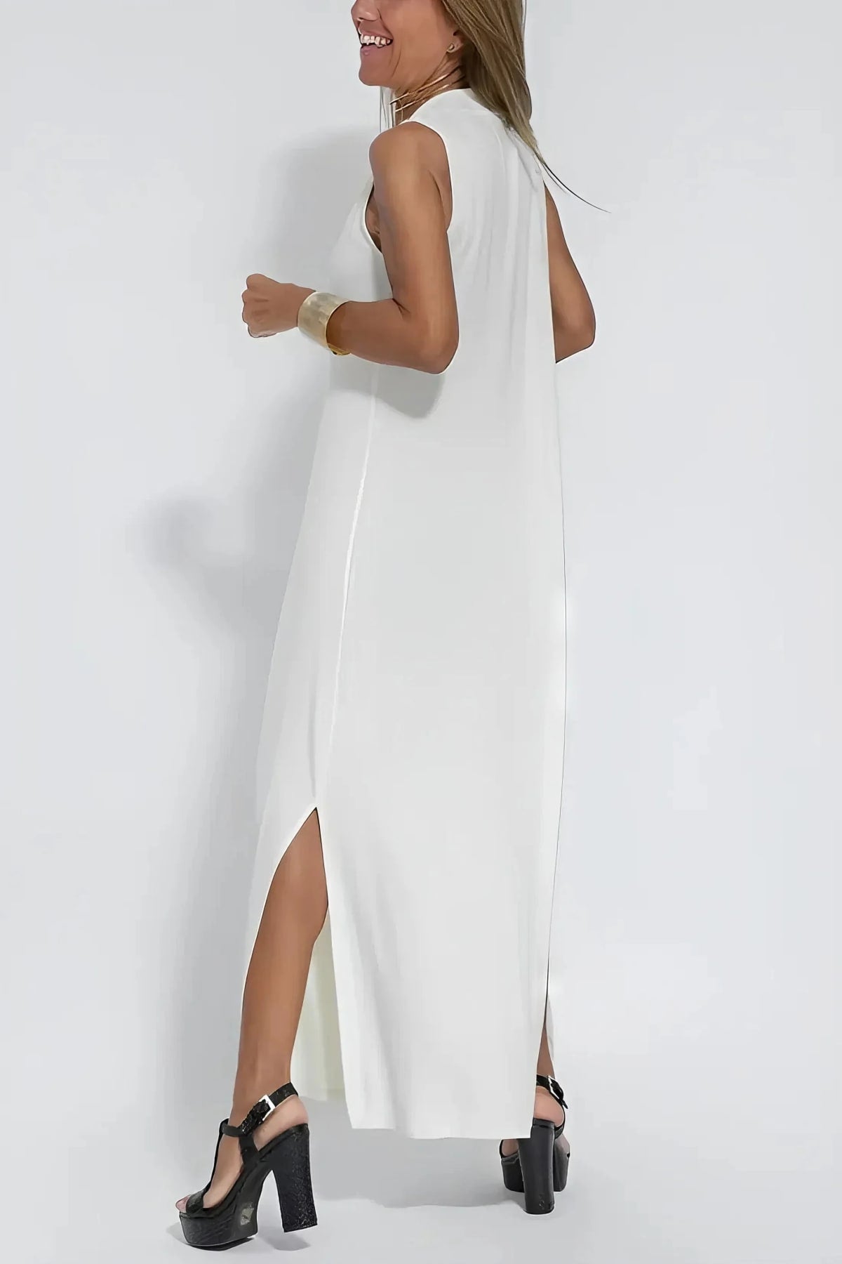 Long dress with matching cardigan, flowing cut, wrinkle-resistant.