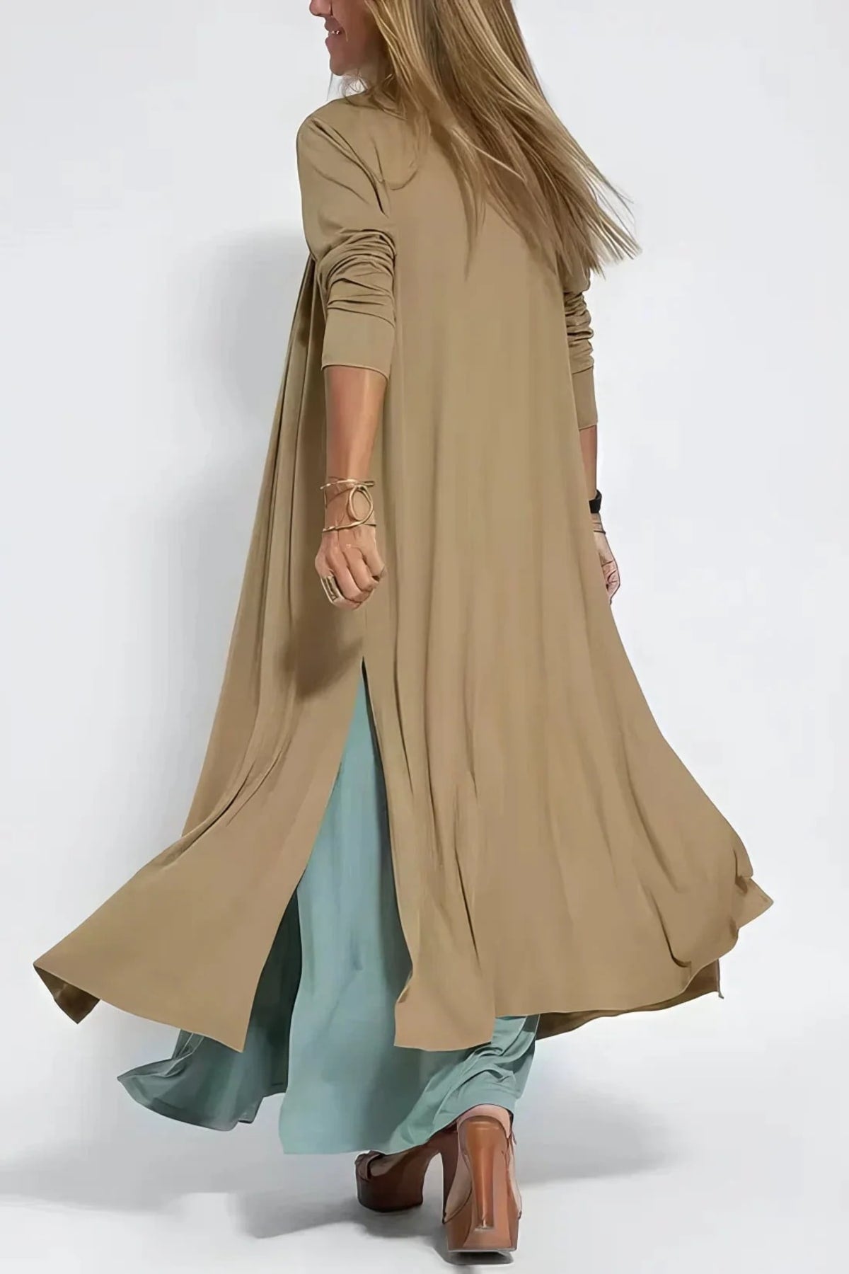 Long dress with matching cardigan, flowing cut, wrinkle-resistant.
