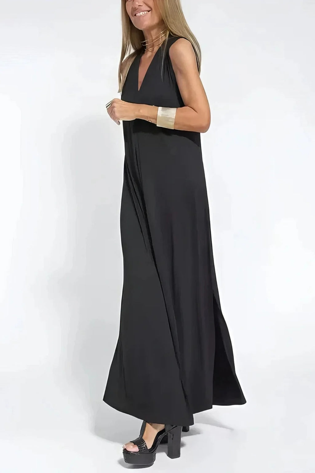 Long dress with matching cardigan, flowing cut, wrinkle-resistant.