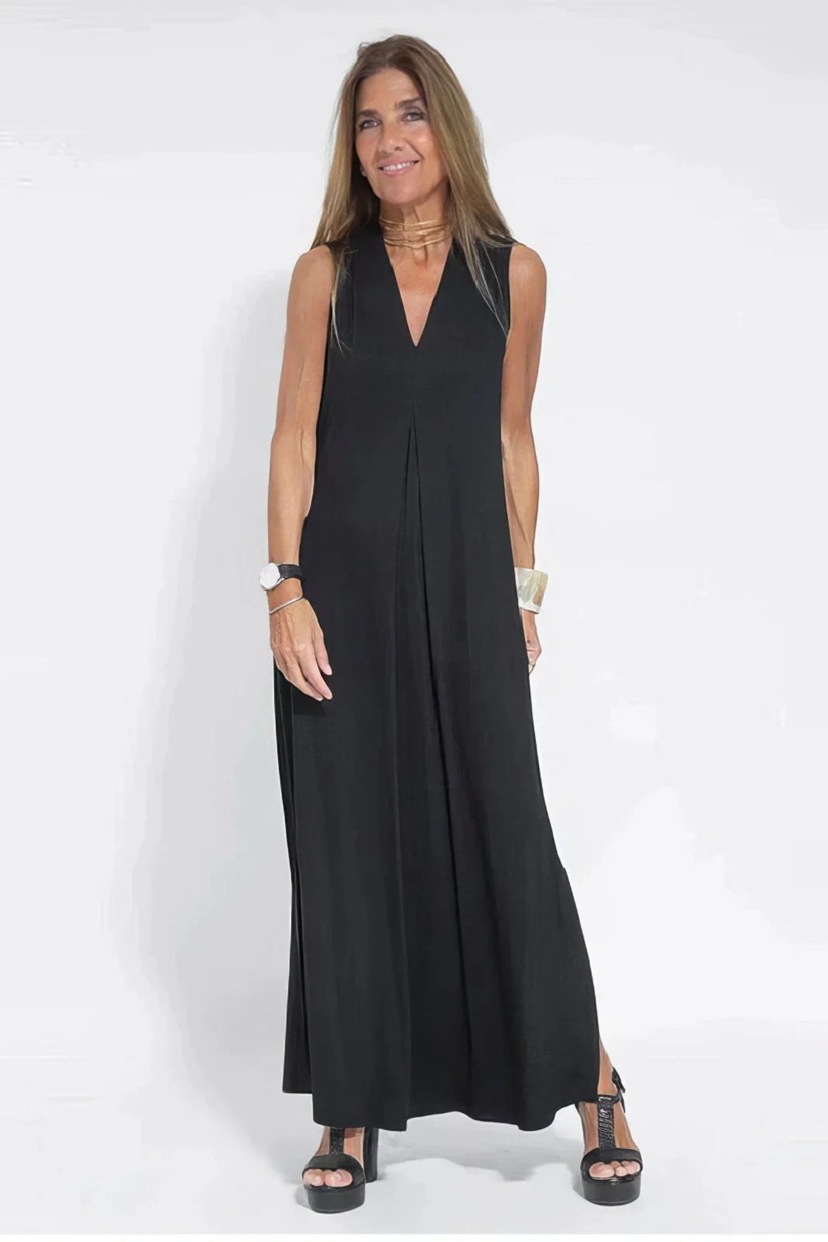Long dress with matching cardigan, flowing cut, wrinkle-resistant.