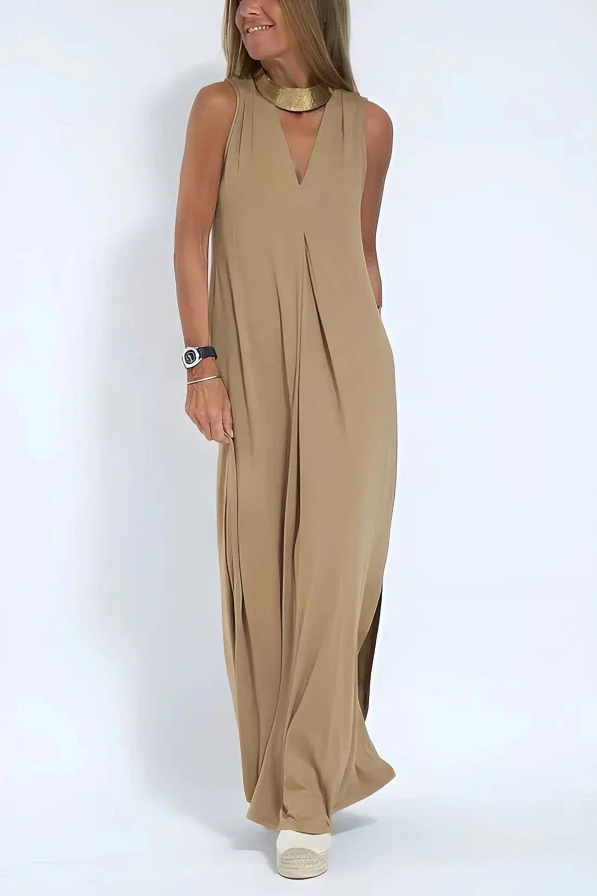 Long dress with matching cardigan, flowing cut, wrinkle-resistant.