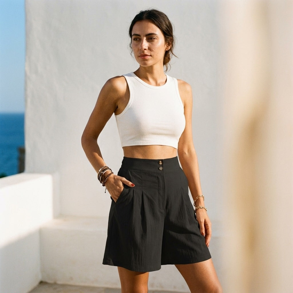 Mykonos Pleated Wide Leg Shorts