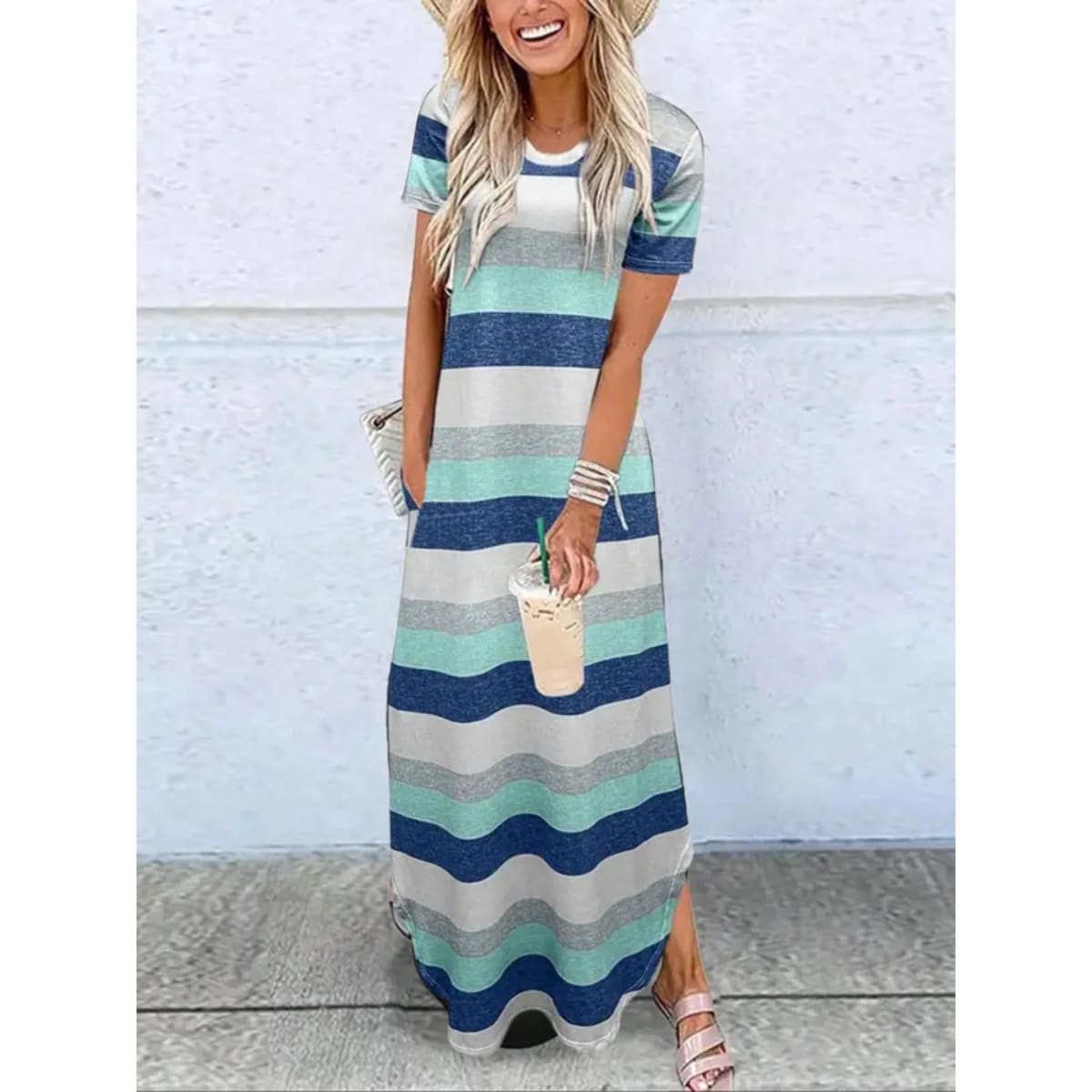 Relaxed round neck maxi dress with light fabric