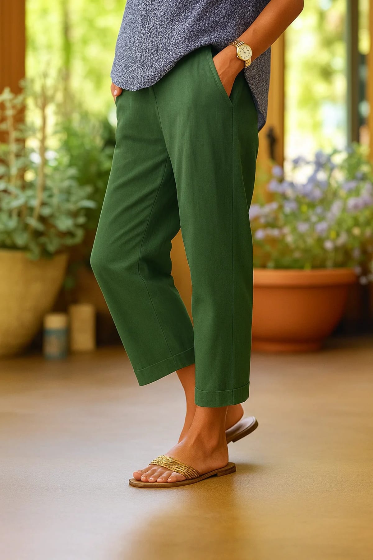 Light summer trousers with relaxed straight-leg fit