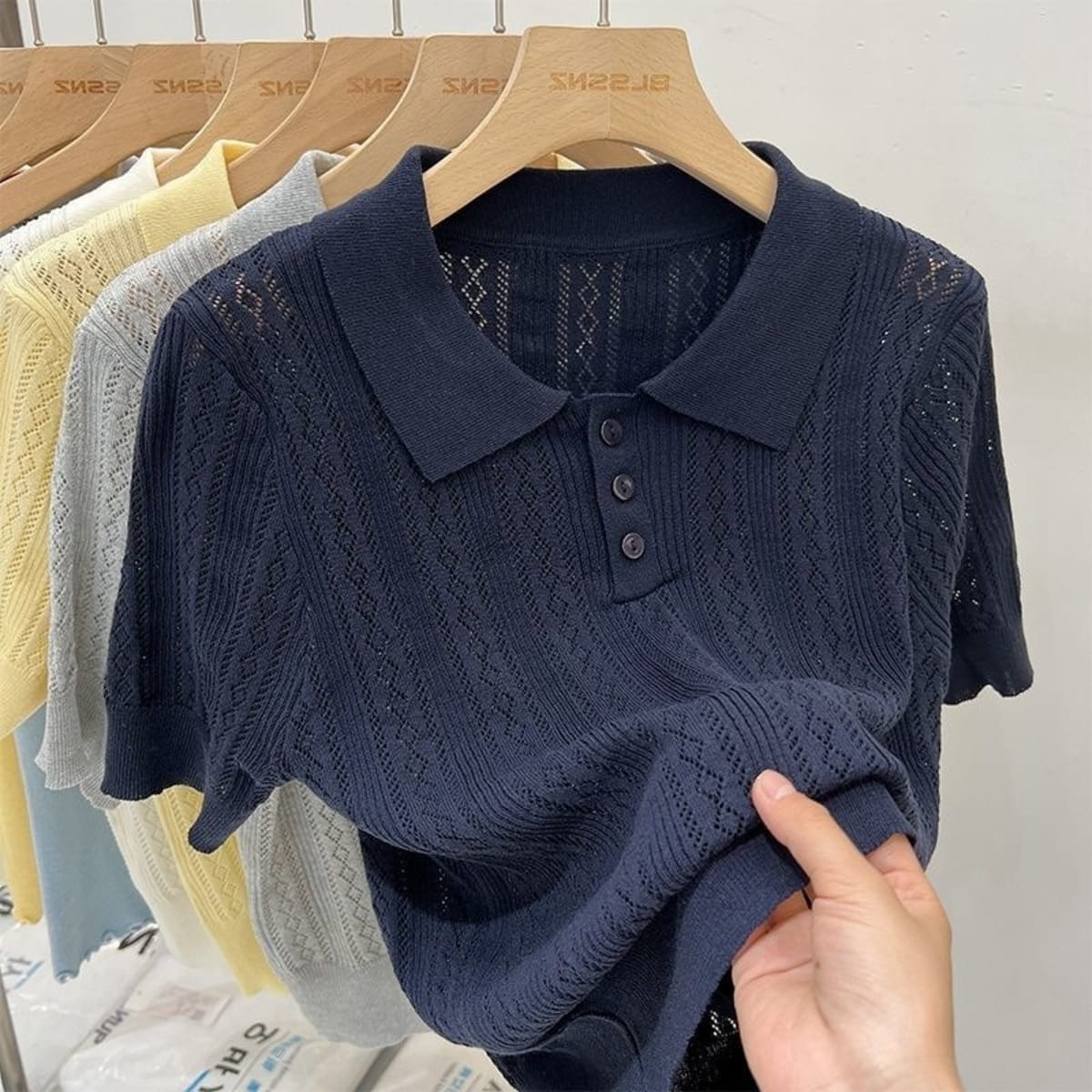 Cortona Eyelet Knit Polo Sweater