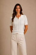 Cortona Eyelet Knit Polo Sweater