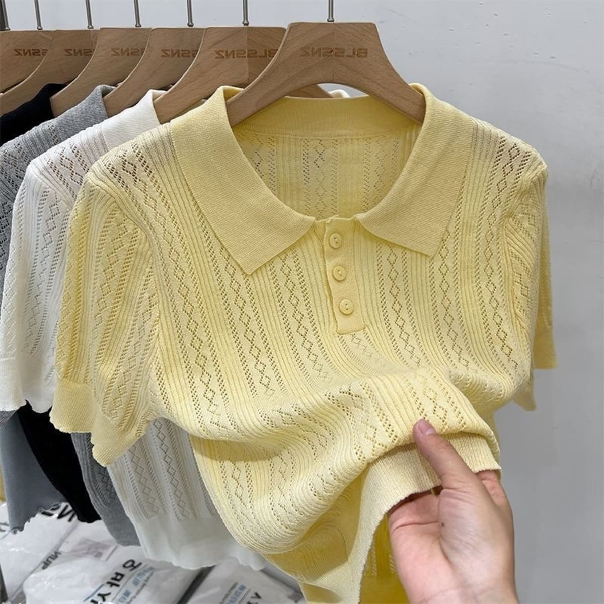 Cortona Eyelet Knit Polo Sweater