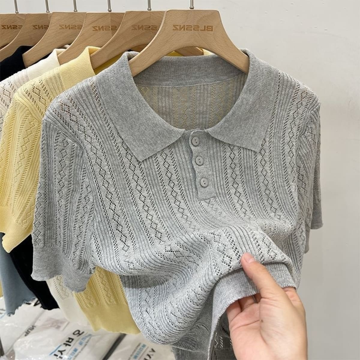 Cortona Eyelet Knit Polo Sweater