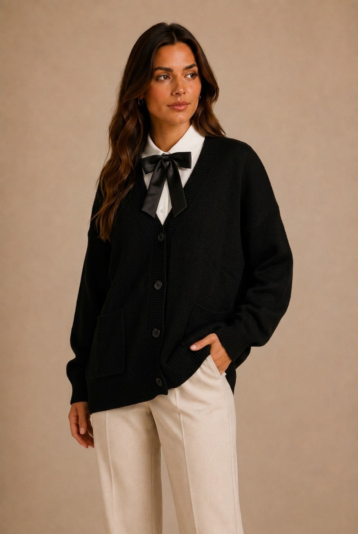 Gordes Oversized V-Neck Cardigan Sweater