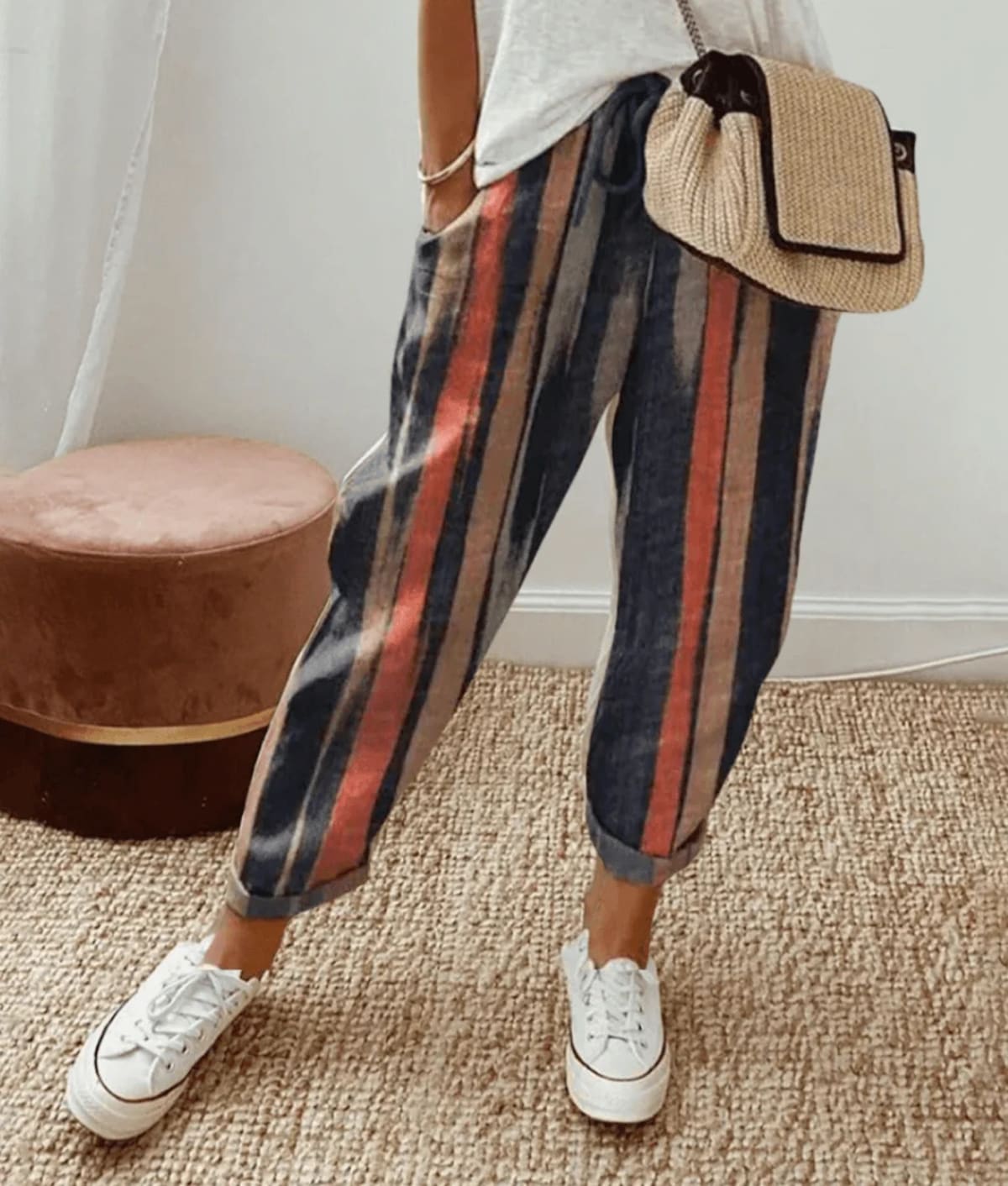 Trousers with drawstring waist and clean tapered silhouette.