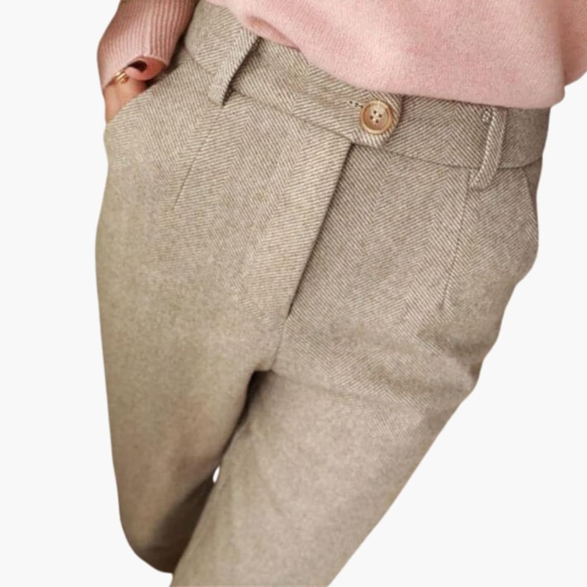 Tailored pants with a refined silhouette and high-waisted fit.