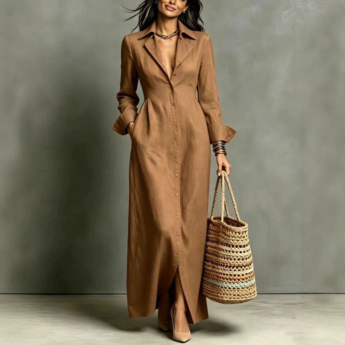 Arezzo Cinched-Waist Maxi Dress