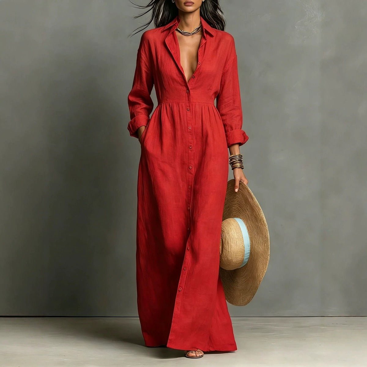 Arezzo Cinched-Waist Maxi Dress