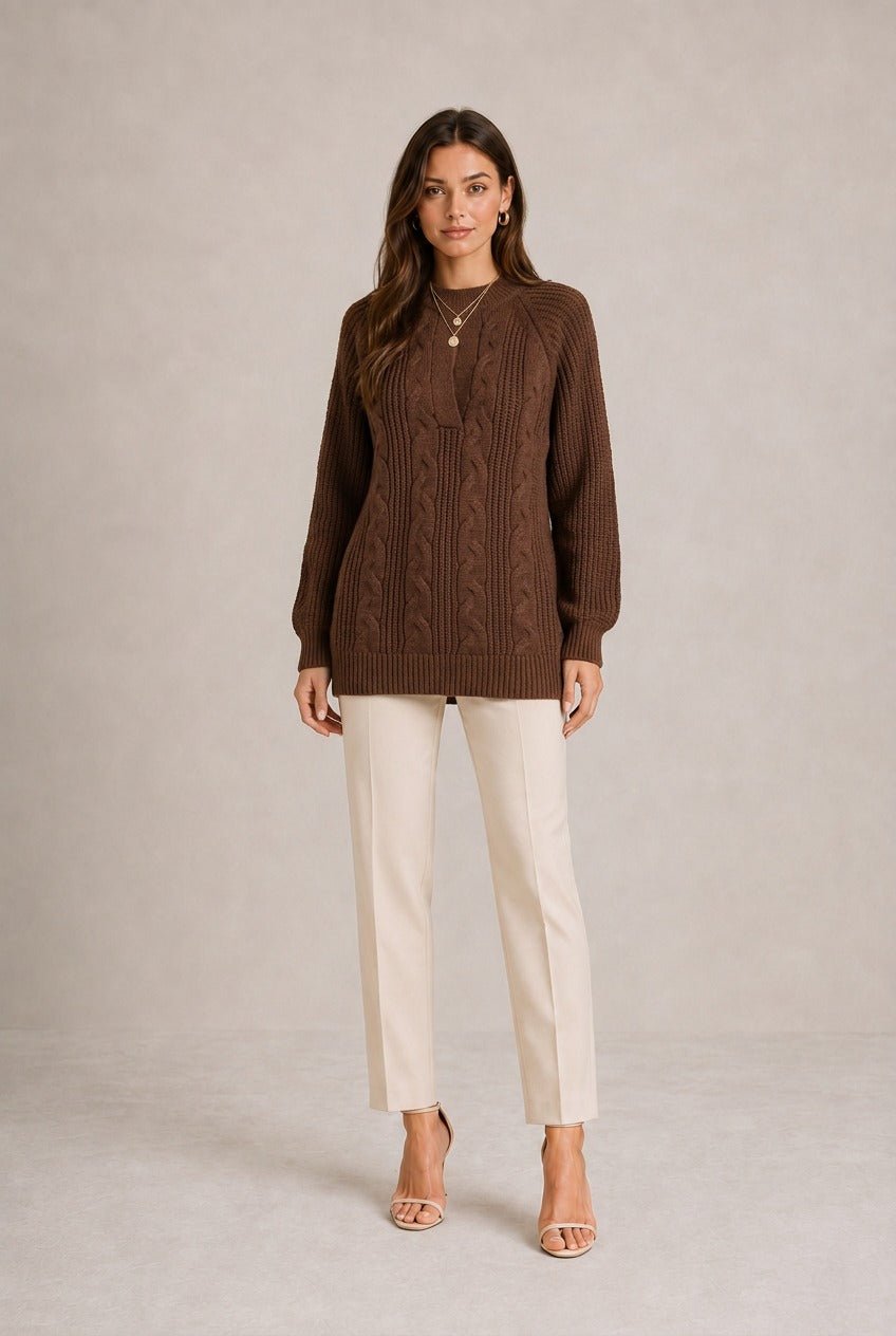 Chianti Textured Cable-Knit Sweater