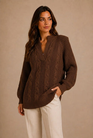Chianti Textured Cable-Knit Sweater