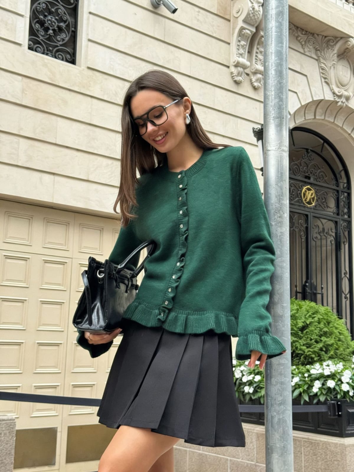 Siena Ruffle Trim Cardigan Sweater