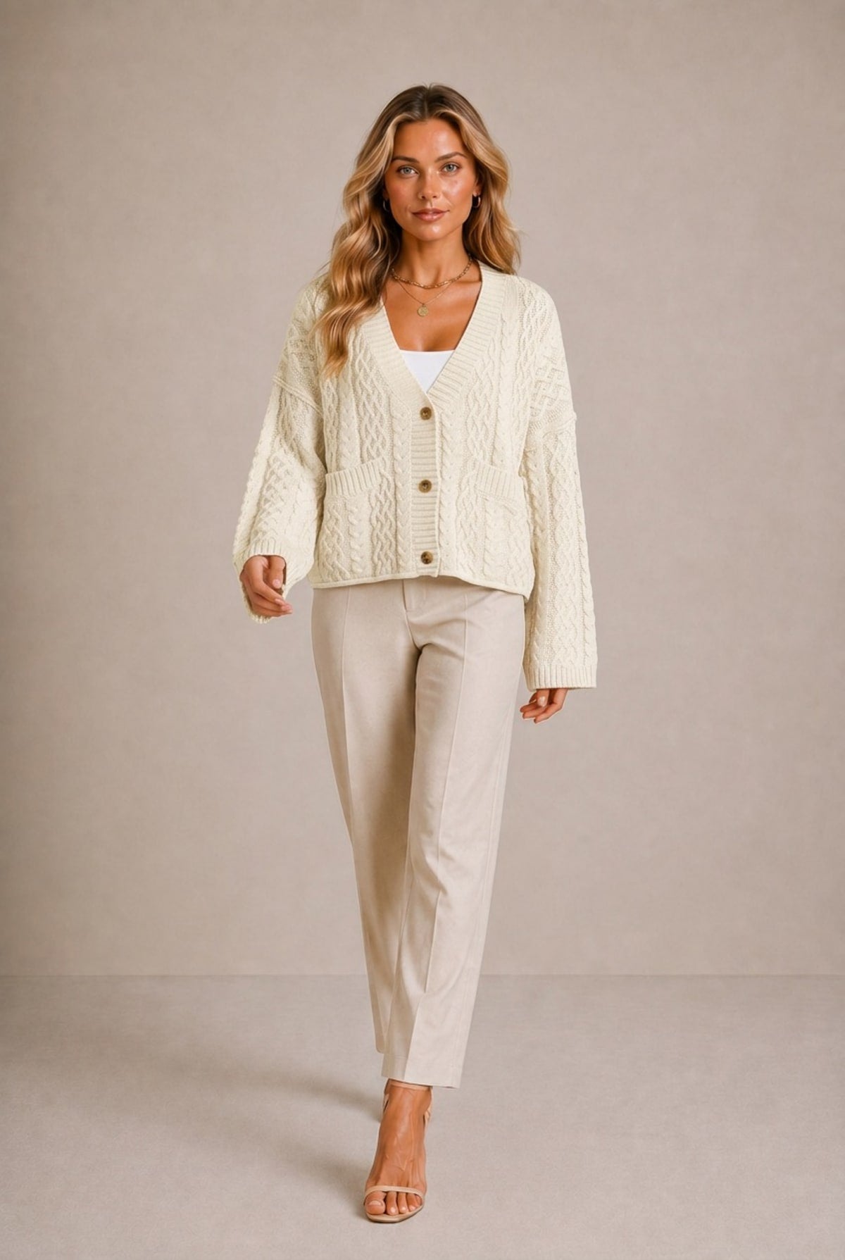 Barolo Cable Knit Cardigan Sweater
