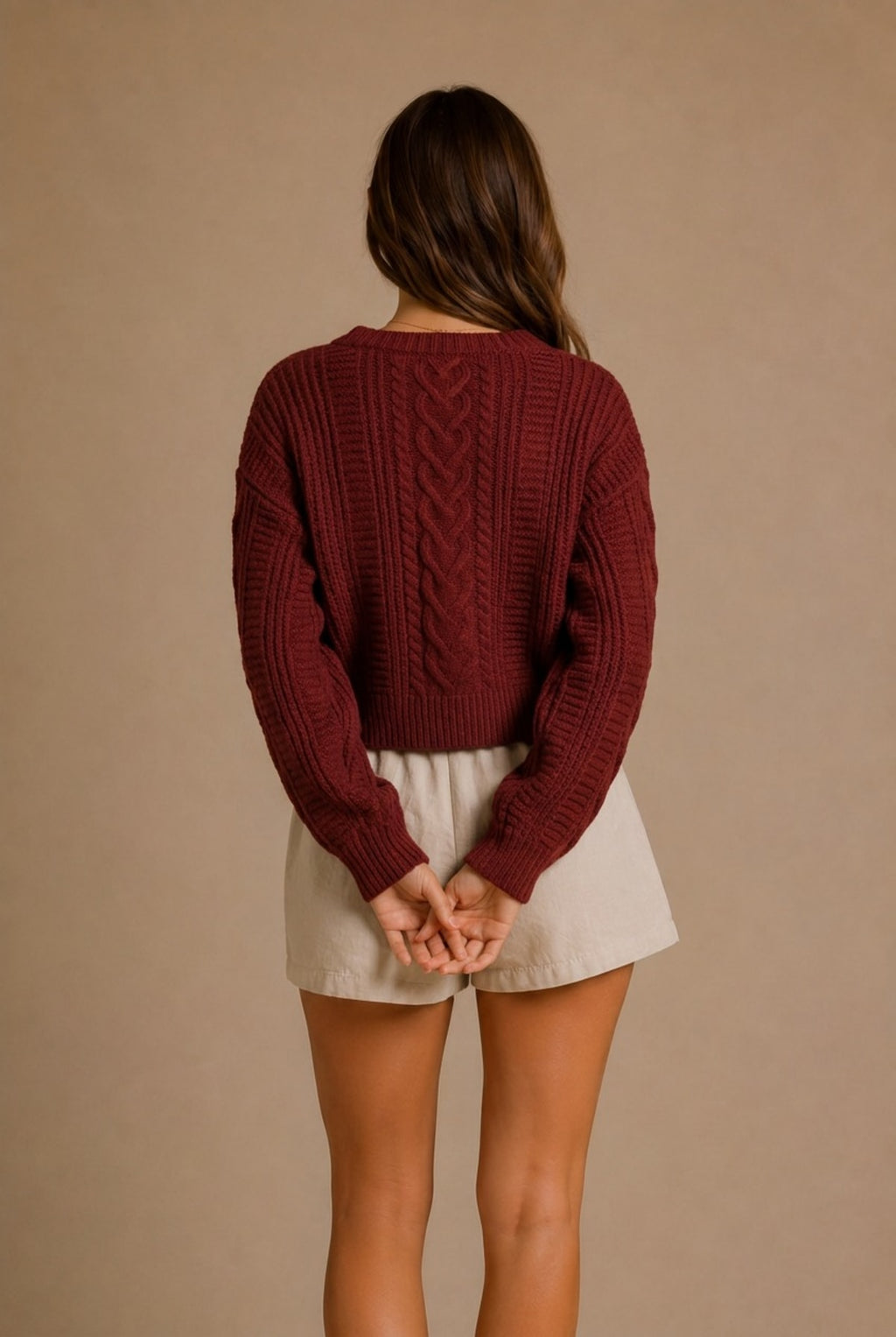 Chianti Cable-Knit Cardigan Sweater