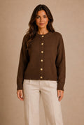 Arezzo Gold Button Cardigan Sweater